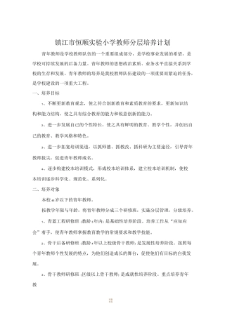 教师分层培养计划
