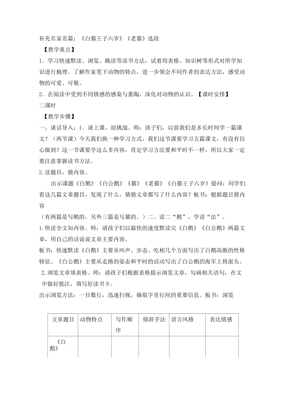 “群文阅读·同题对比学写法”之“作家笔下的动物”教学设计_第2页