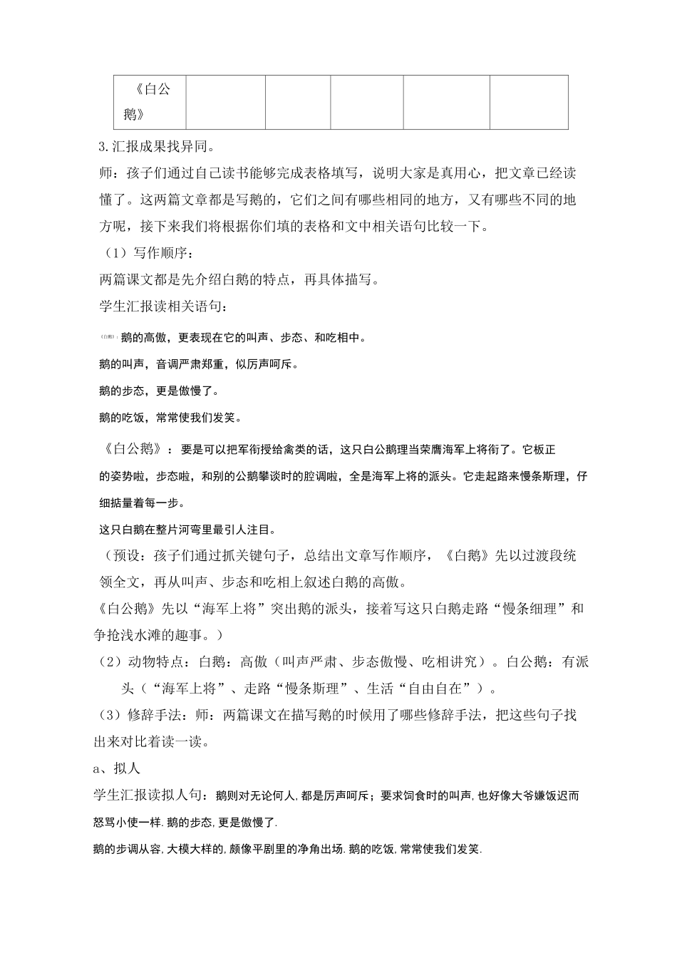 “群文阅读·同题对比学写法”之“作家笔下的动物”教学设计_第3页