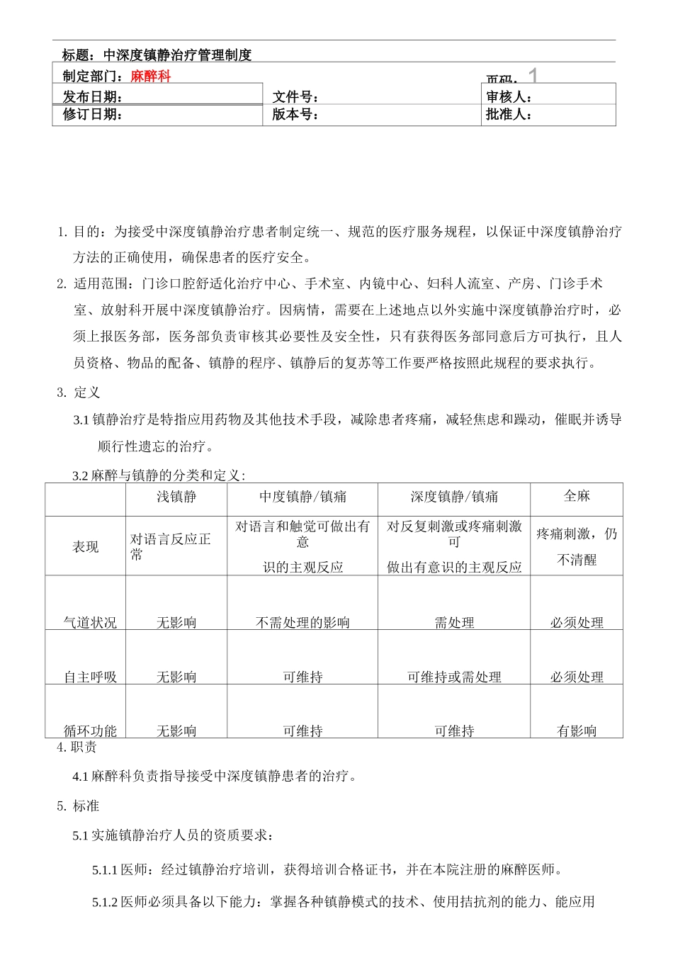 中深度镇静治疗管理制度(已更改)_第1页