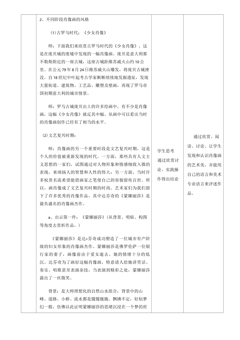 苏少版七年级下册美术 9在绘画中永生 外国肖像画 教案设计_第3页