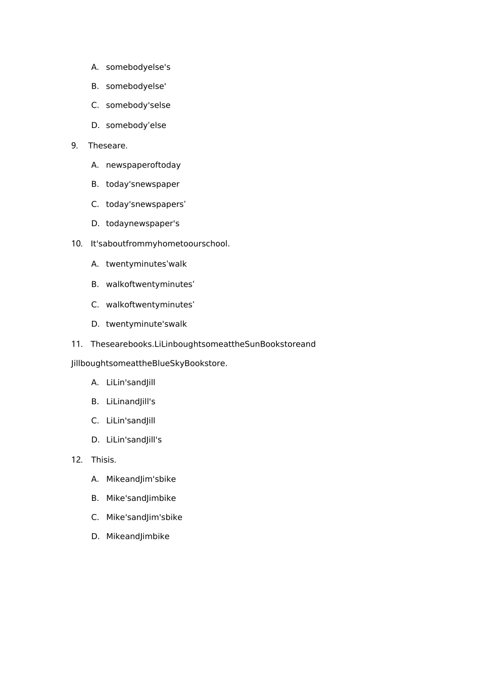 名词所有格练习题_第2页