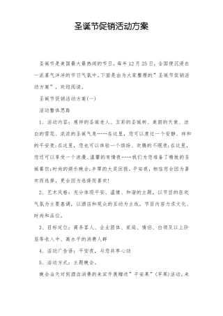 圣诞节促销活动方案