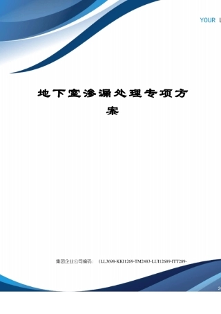 地下室渗漏处理专项方案