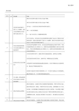 地下水动力学知识点总结归纳