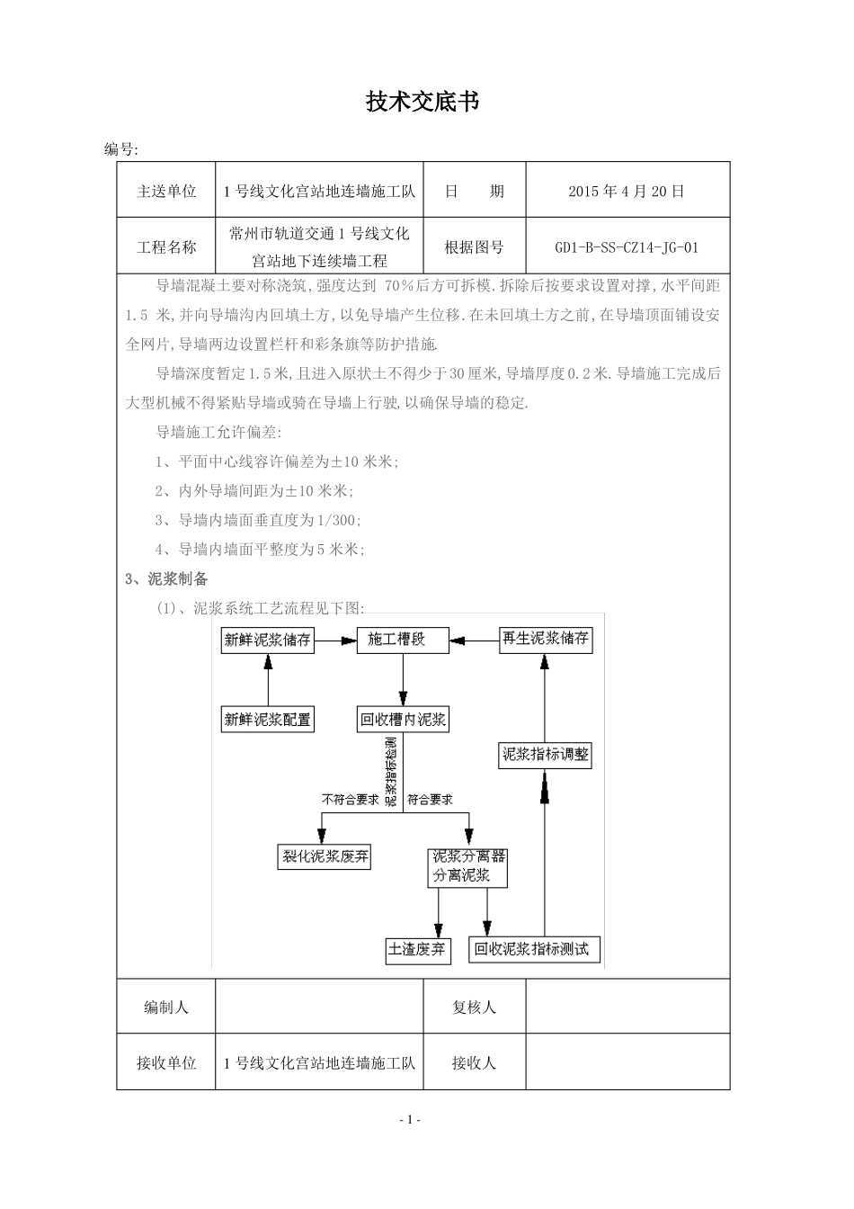 地下连续墙施工技术交底模板详细_第3页