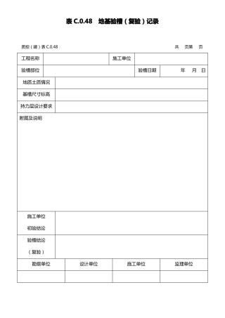 地基验槽复验记录