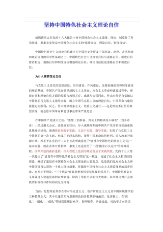 坚持中国特色社会主义理论自信