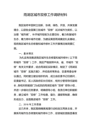 城双修工作汇报材料