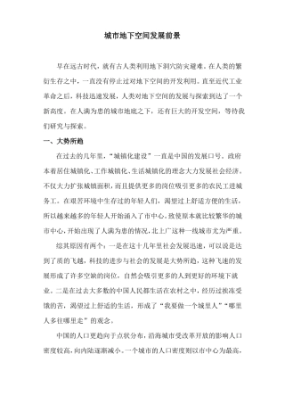 城地下空间的发展