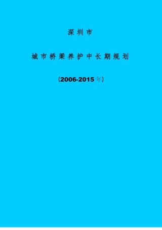 城桥梁养护中长期规划