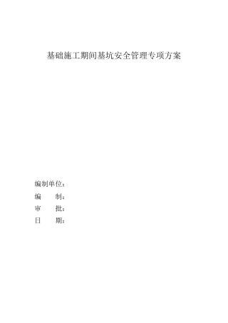 基础施工期间基坑安全管理专项方案