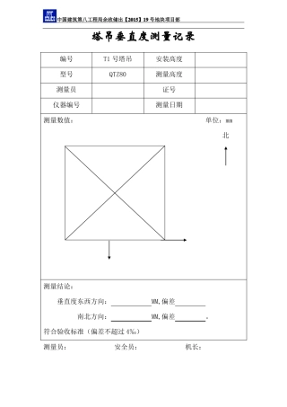 塔吊垂直度测量记录