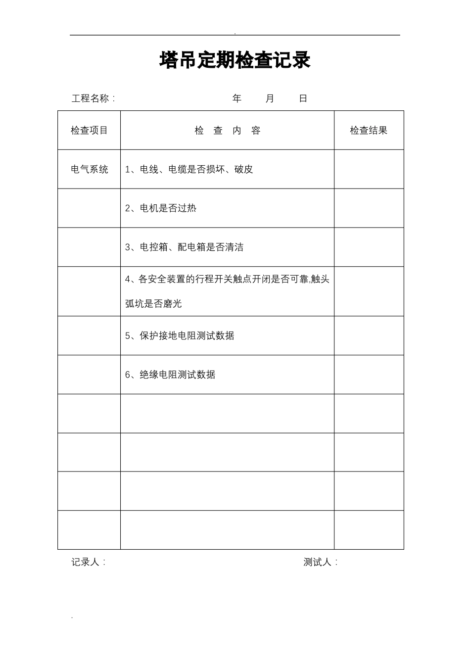 塔吊检查记录表最全16591_第2页