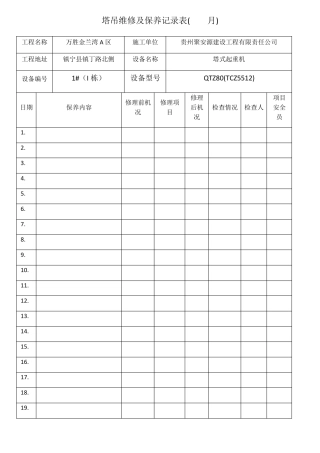 塔吊维修保养记录