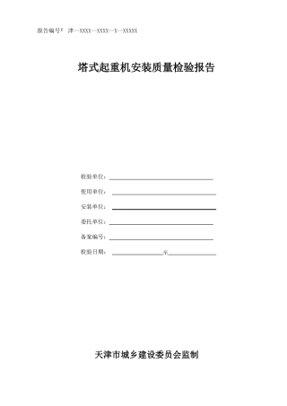 塔式起重机安装质量检验报告