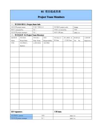 外企项目管理10大经典模板