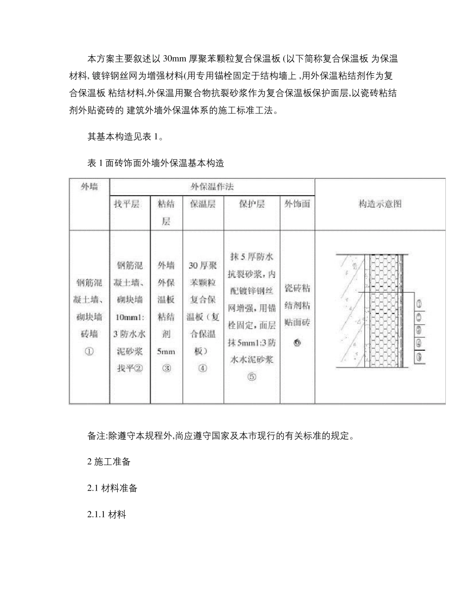 外墙外保温施工方案粘贴苯板外贴瓷砖精_第2页