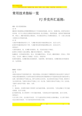 外汇常用技术指标一览