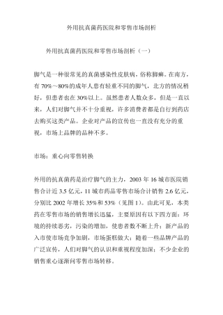 外用抗真菌药医院和零售场剖析