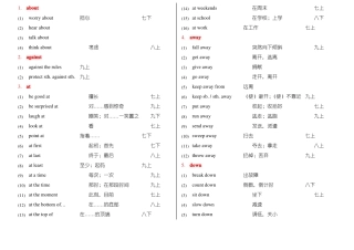 外研版英语天津中考短语
