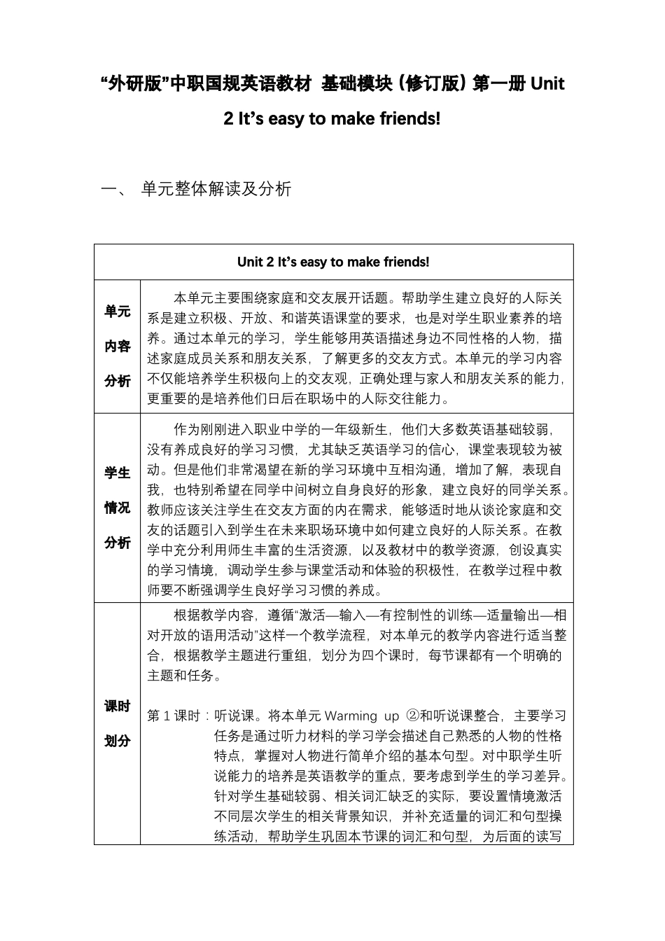 外研社中职英语修订版第一册unit_第1页