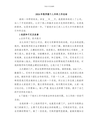 2024年程序猿个人年终工作总结