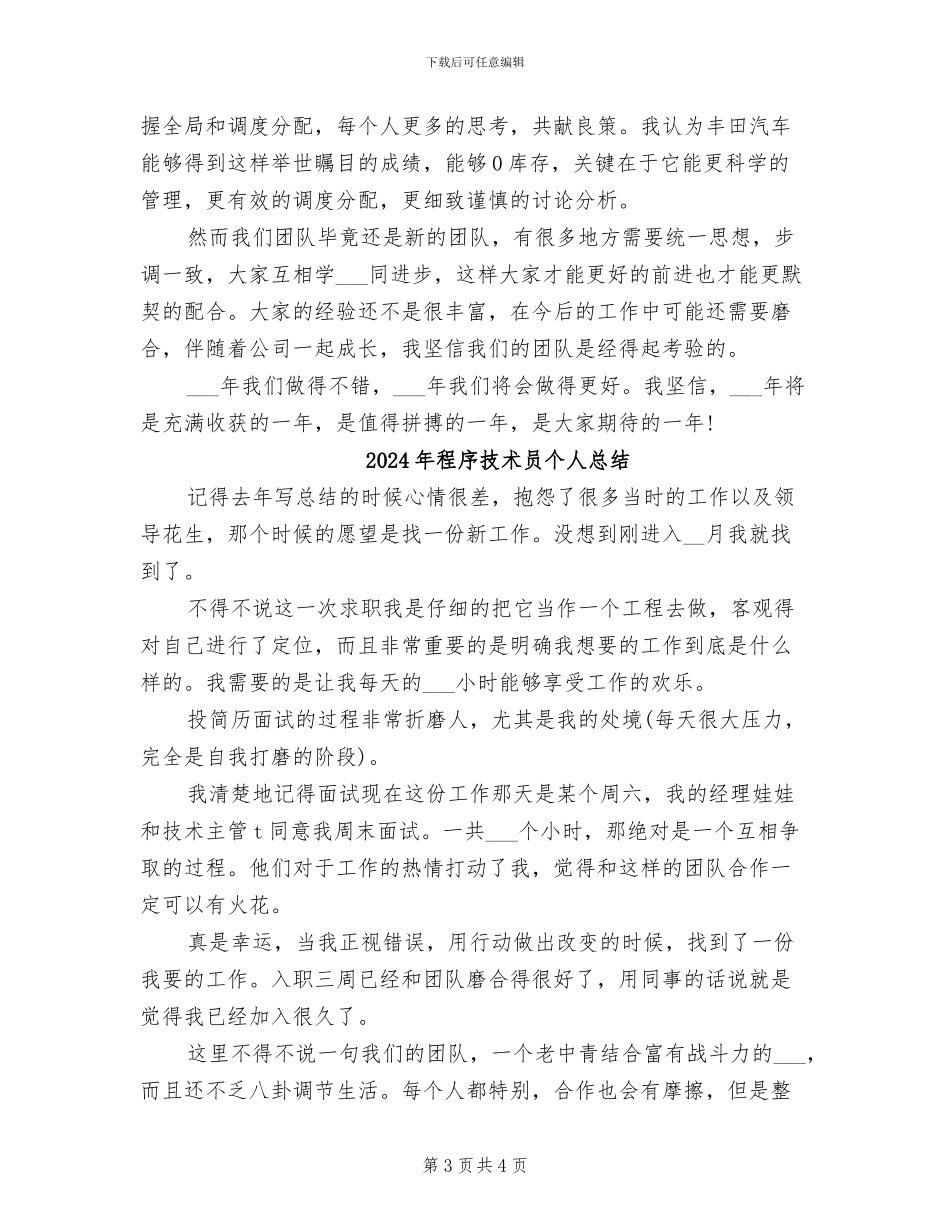 2024年程序技术员个人工作总结_第3页
