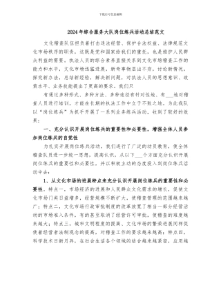 2024年综合服务大队岗位练兵活动总结范文