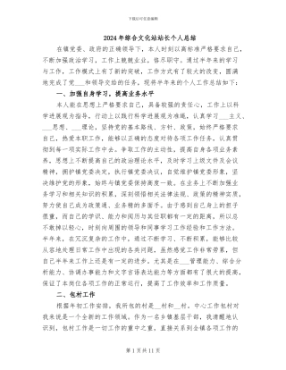 2024年综合文化站站长个人总结