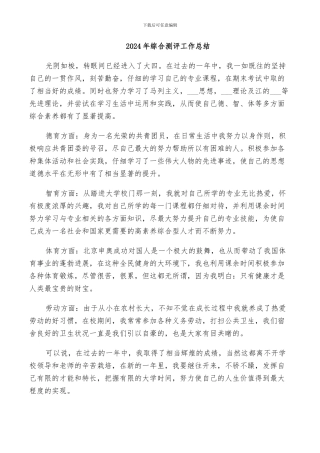 2024年综合测评工作总结