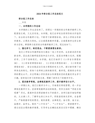 2024年综合组工作总结范文