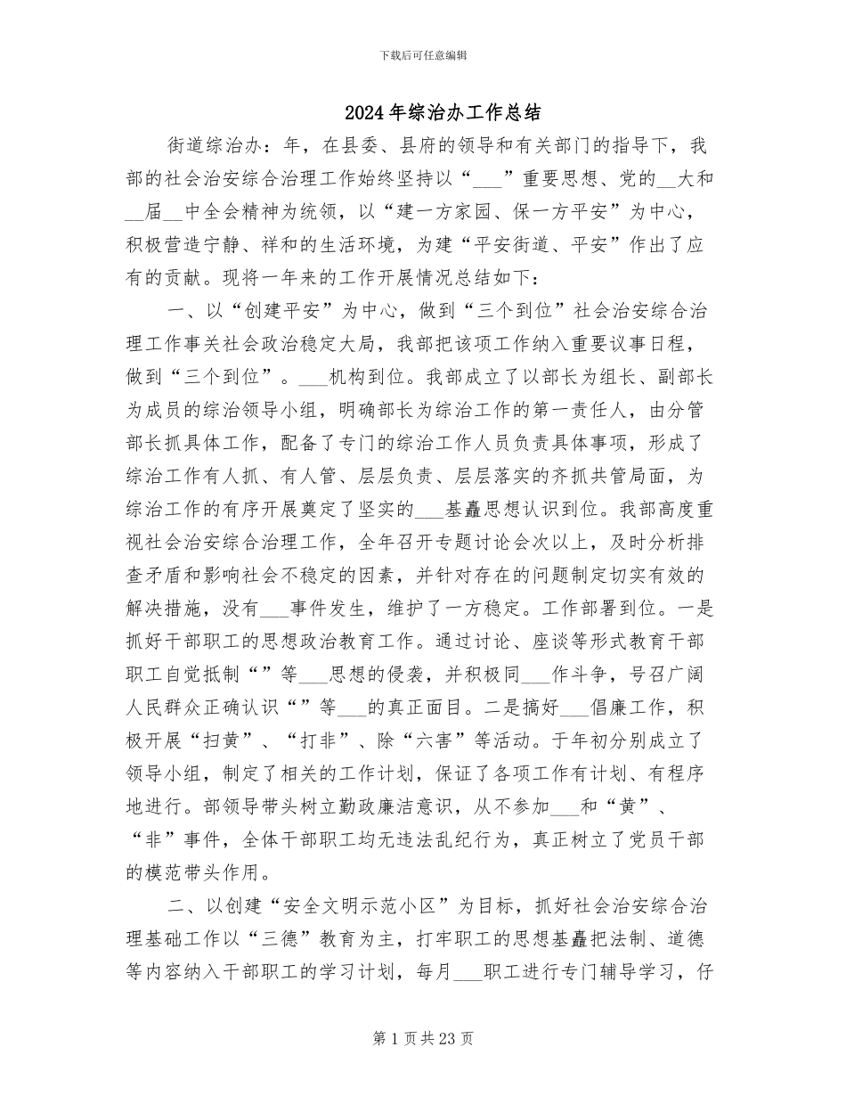 2024年综治办工作总结_第1页
