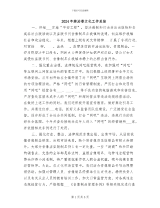 2024年综治委文化工作总结