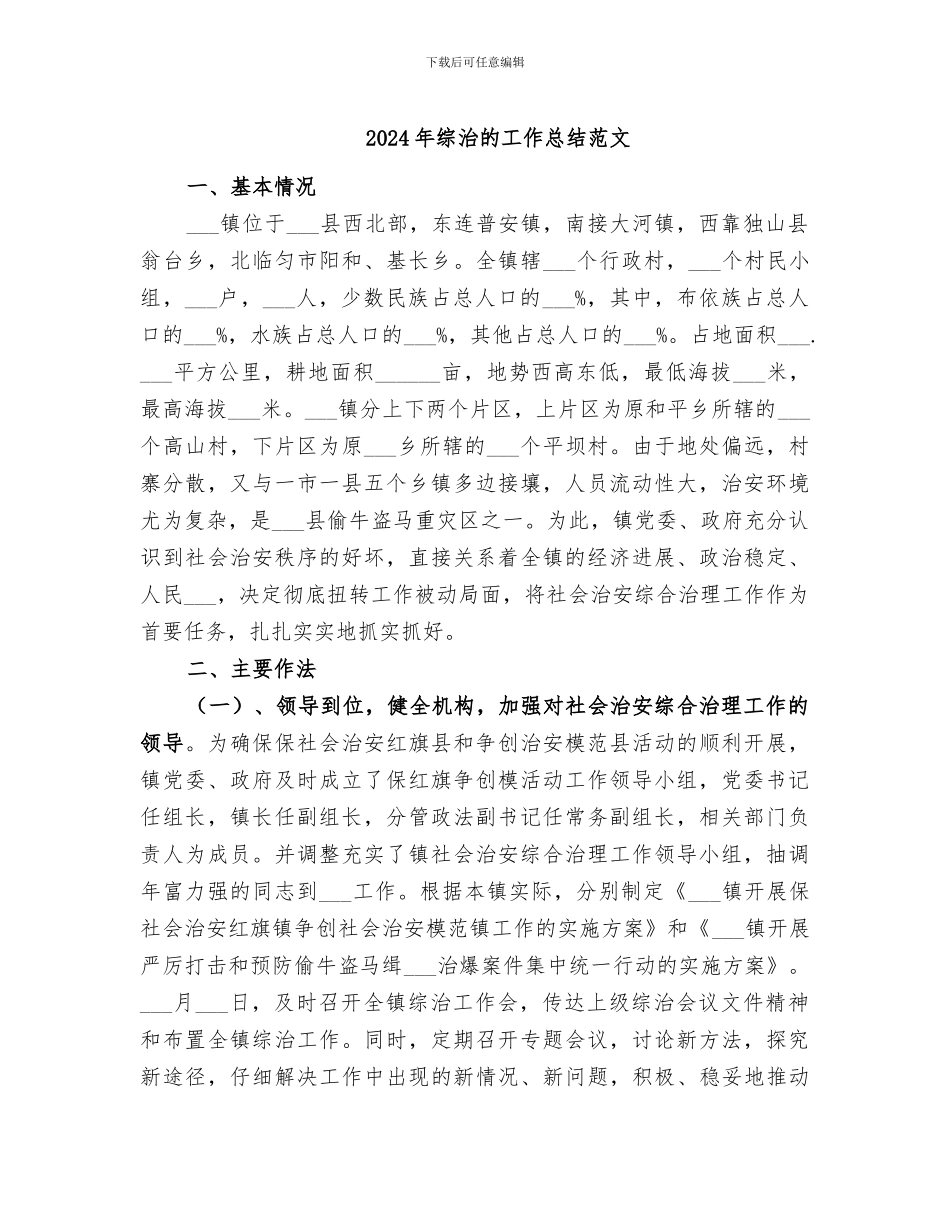 2024年综治的工作总结范文_第1页