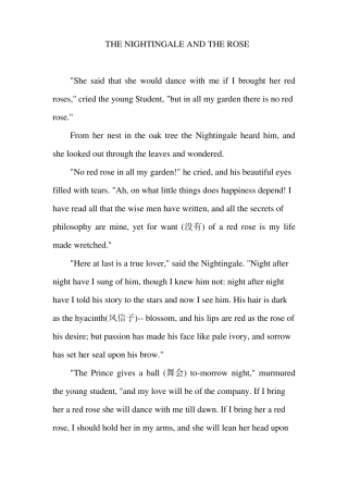 夜莺与玫瑰最全英文原文及林徽因译文