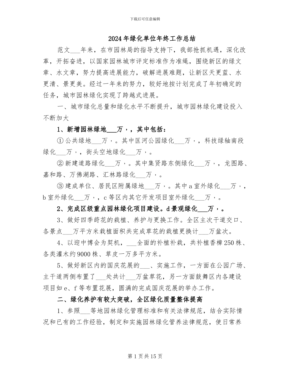 2024年绿化单位年终工作总结_第1页