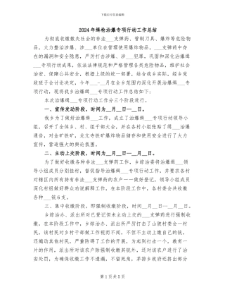2024年缉枪治爆专项行动工作总结