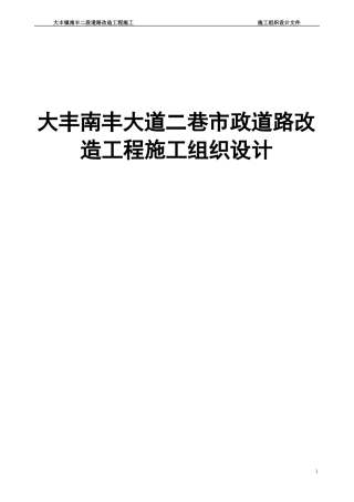 大丰南丰大道二巷道路改造工程施工组织设计最新