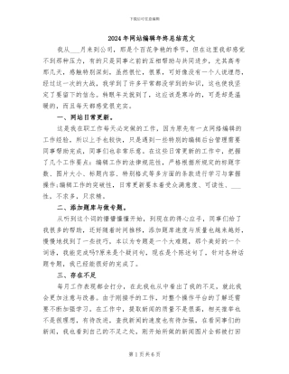2024年网站编辑年终总结范文