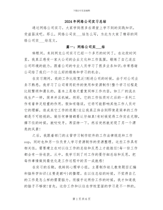 2024年网络公司实习总结
