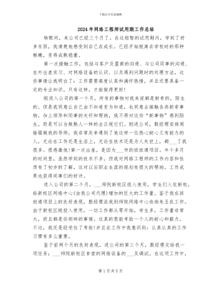 2024年网络工程师试用期工作总结