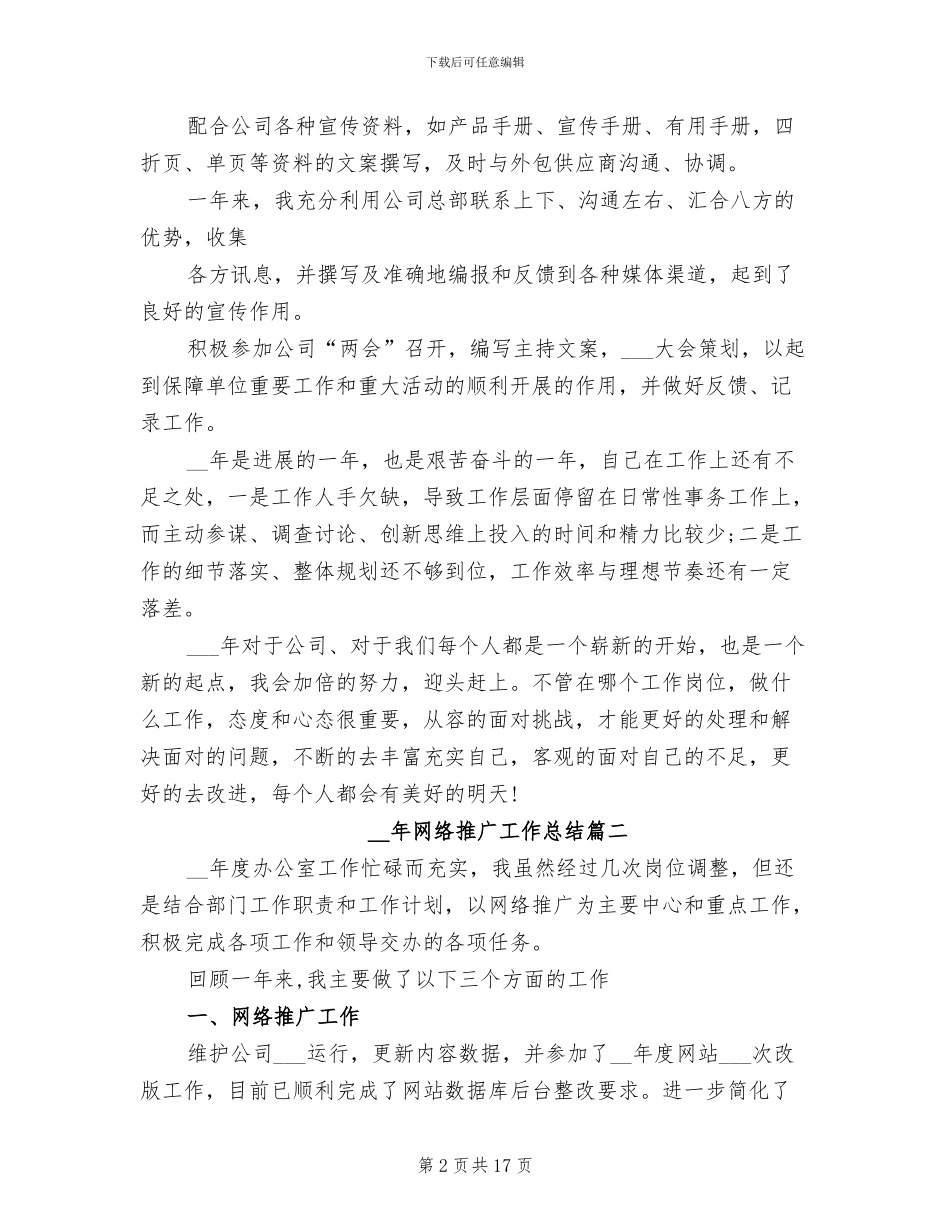 2024年网络推广工作总结范文_第2页