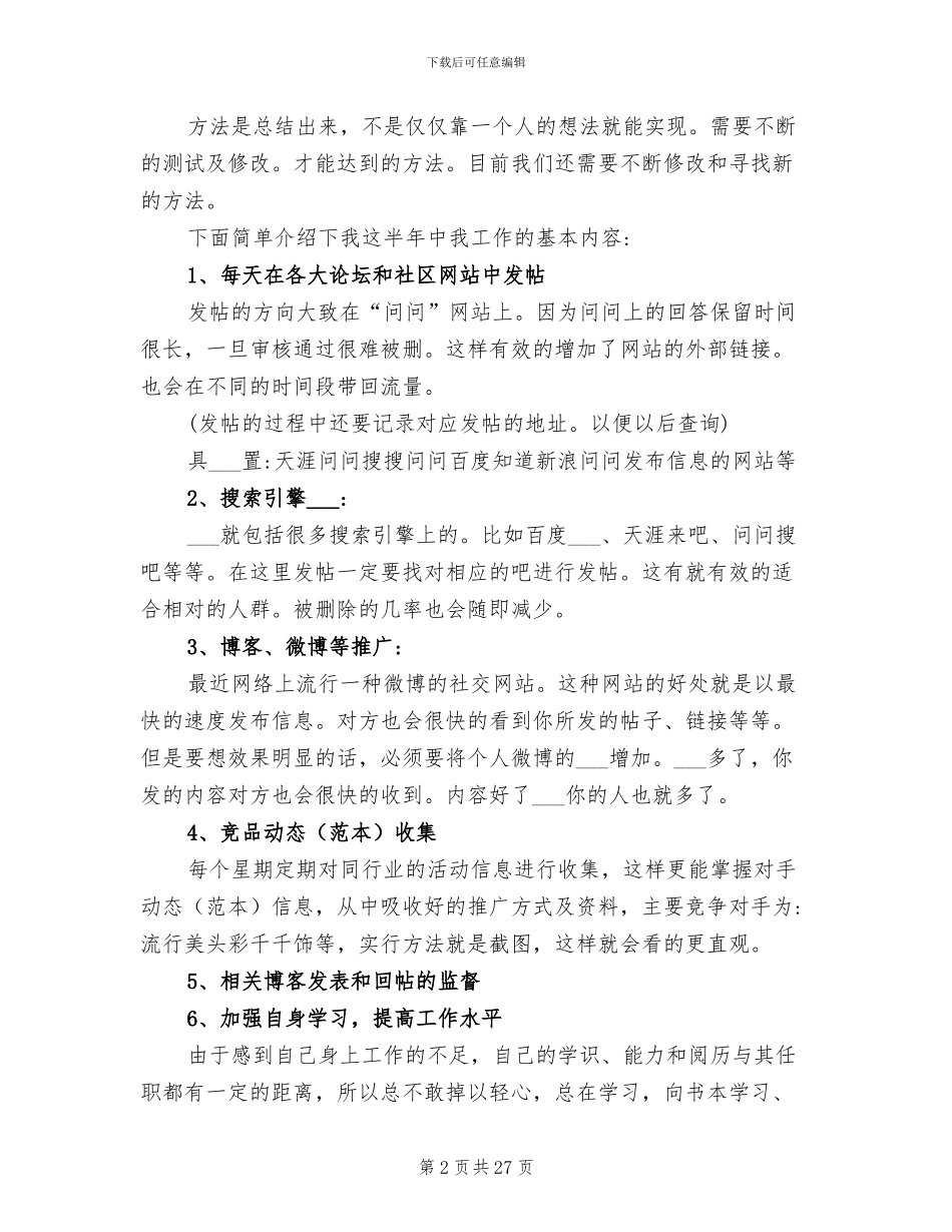 2024年网络推广员个人年度工作总结_第2页