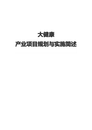 大健康产业项目规划与实施简述