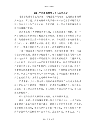 2024年网络编辑实习个人工作总结