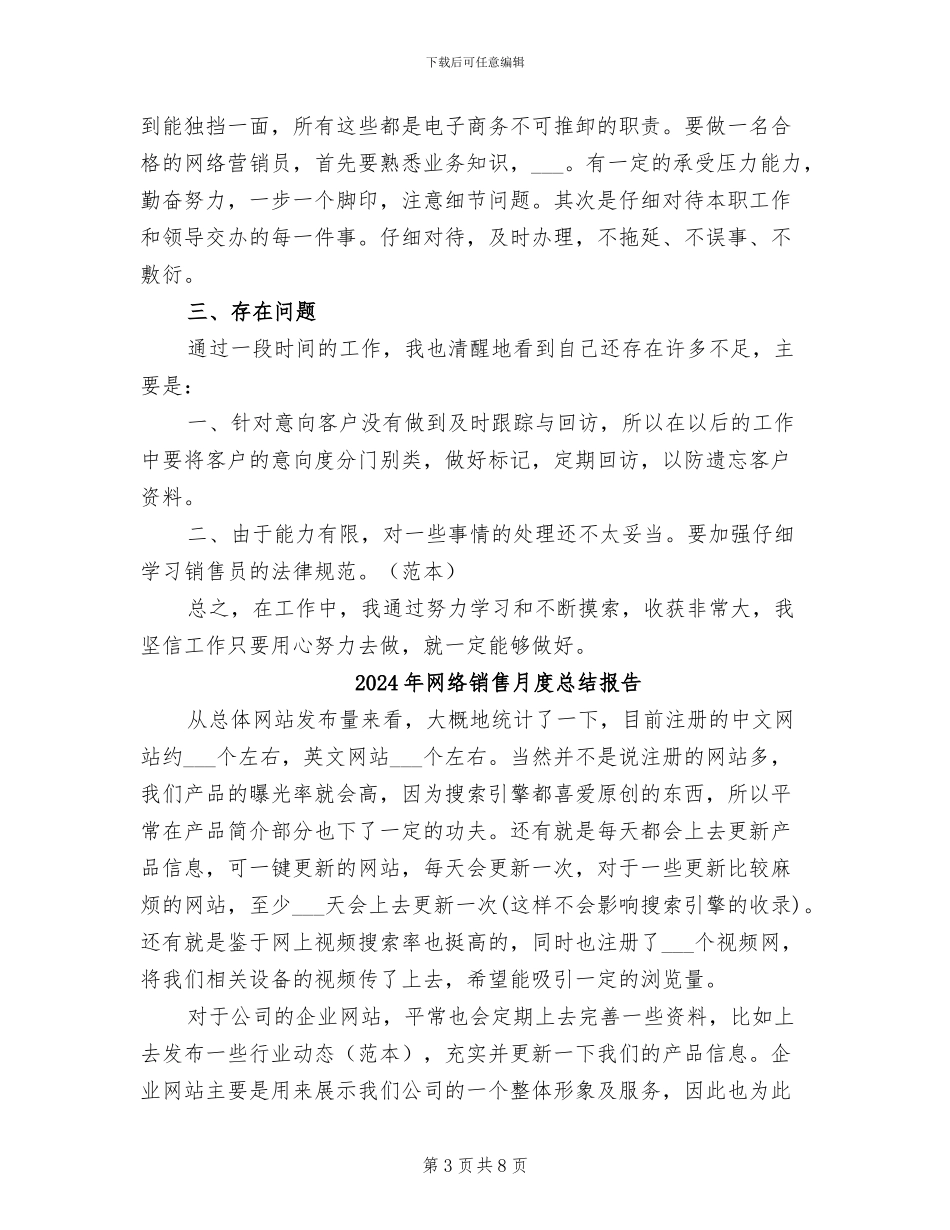 2024年网络销售月工作总结报告_第3页