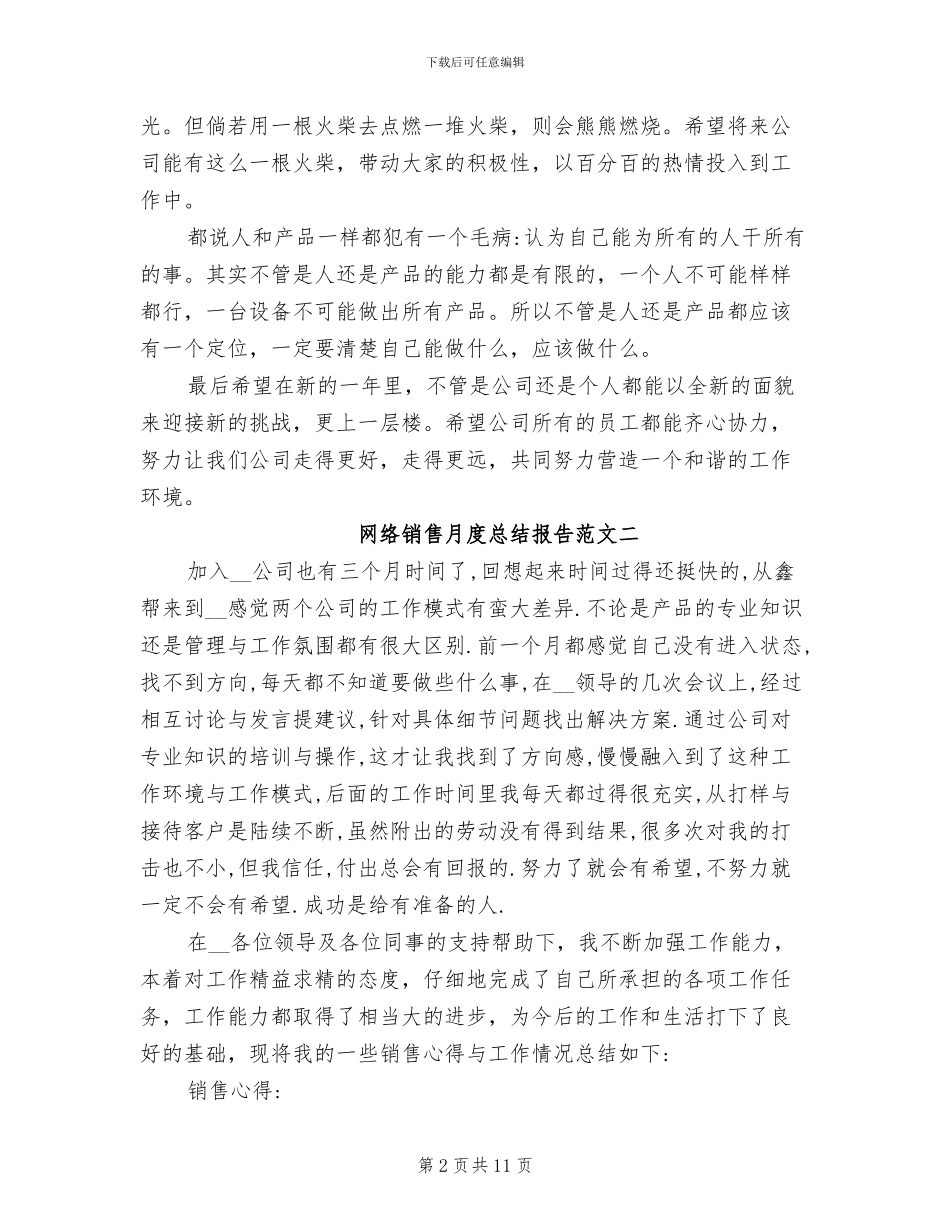 2024年网络销售月度总结报告_第2页