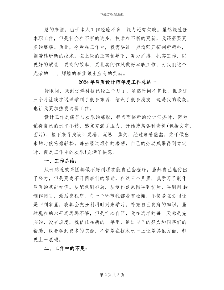 2024年网页设计师年度工作总结_第2页