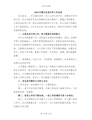 2024年置业总监年终工作总结